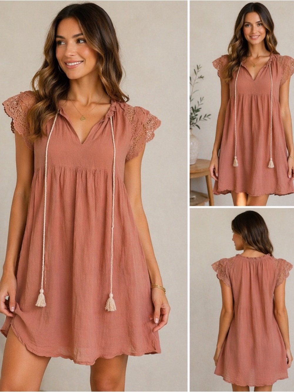 Listicle Baby-Doll Style Dress cotton blush color dress size small